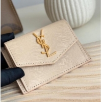 Traditional Specials Saint Laurent Uptown Flap Card Case in Grained Leather 582305 Rose Beige 2026