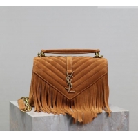 Top Quality Saint Laurent Medium Monogram College Bag in Suede with Tassel 392737 Clay Brown 2026