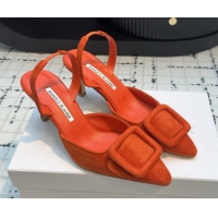 Top Design Manolo Blahnik MAYSLI Slingback Pumps with Buckle in Suede 5112520 Orange 2026