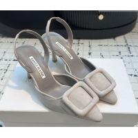 Good Quality Manolo Blahnik MAYSLI Slingback Pumps with Buckle in Suede 5112520 Grey 2026