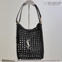 Good Looking Saint Laurent Oxalis Mini Tote Bag in Crochet Raffia Straw 840042 Black 2026