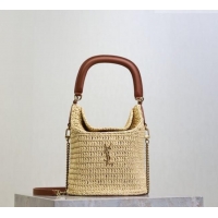 Top Grade Saint Laurent Gaby Bucket Bag in Crochet Straw 763961 Beige 2026