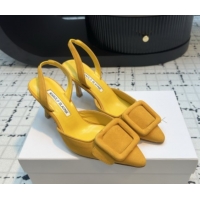 Good Quality Manolo Blahnik MAYSLI Slingback Pumps with Buckle in Suede 5112520 Yellow 2026