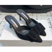 Best Product Manolo Blahnik MAYSALE 70 Mules with Buckle in Suede 5112526 Black 2026