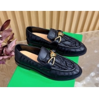 Grade Quality Bottega Veneta Astaire Loafers with Gold-Tone Knot Buckle in Crinkled Leather 843945 Black 2026
