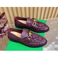 Best Grade Bottega Veneta Astaire Loafers with Gold-Tone Knot Buckle in Crinkled Leather 843945 Burgundy 2026