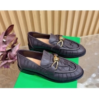 Low Price Bottega Veneta Astaire Loafers with Gold-Tone Knot Buckle in Crinkled Leather 843945 Brown 2026