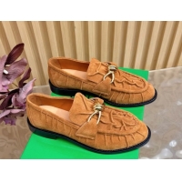 Luxury Cheap Bottega Veneta Astaire Loafers with Gold-Tone Knot Buckle in Suede 843945 Light Brown 2026