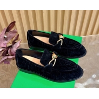 Popular Style Bottega Veneta Astaire Loafers with Gold-Tone Knot Buckle in Suede 843945 Black 2026