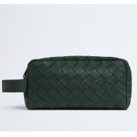 ​Luxury Cheap Bottega Veneta Men's Intrecciato Leather Travel Pouch 729295 Dark Green