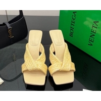 Durable Bottega Veneta Riva Heel Slides Sandal 9.5cm in Braided Straw 861494 Yellow 2026