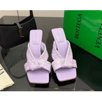 Grade Quality Bottega Veneta Riva Heel Slides Sandal 9.5cm in Braided Straw 861494 Purple 2026