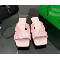 Luxurious Bottega Veneta Riva Flat Slides Sandal in Braided Straw 861494 Light Pink 2026