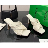 Top Design Bottega Veneta Riva Flat Slides Sandal 9cm in Braided Straw 861494 White 2026