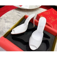 Best Price Christian Louboutin Me Dolly Heel Slides Sandal 10cm in Patent Leather 0225085 White 2026