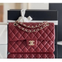 Top Design Chanel Grained Calfskin Small Classic Flap Bag A01116 Burgundy/Light Gold 2026 Original Quality