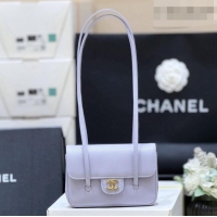 Trendy Design Chanel Grained Shiny Calfskin Clutch with Leather Strap AP5068 Lilac 2026 Top Quality