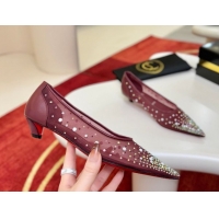 Grade Quality Christian Miss Z Degrastrass Perla Ballerinas Flat in Mesh with Strass and Pearls 0225091 Burgundy 2026