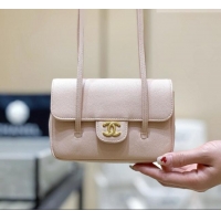 Pretty Style Chanel Grained Shiny Calfskin Clutch with Leather Strap AP5068 Light Pink 2026 Top Quality