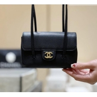 Well Crafted Chanel Grained Shiny Calfskin Clutch with Leather Strap AP5068 Black 2026 Top Quality