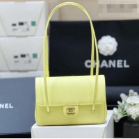 Famous Brand Chanel Small Flap Bag in Grained Shiny Calfskin AS6130 Yellow Spring-Summer 2026 Top Quality