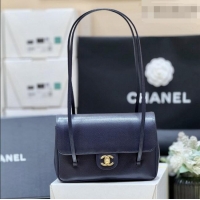 Promotional Chanel Small Flap Bag in Grained Shiny Calfskin AS6130 Deep Blue Spring-Summer 2026 Top Quality
