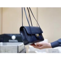 Promotional Chanel Small Flap Bag in Grained Shiny Calfskin AS6130 Deep Blue Spring-Summer 2026 Top Quality