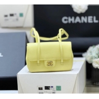 Discount Chanel Grained Shiny Calfskin Clutch with Leather Strap AP5068 Yellow 2026 Top Quality