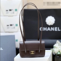 Best Price Chanel Grained Shiny Calfskin Clutch with Leather Strap AP5068 Red Brown 2026 Top Quality