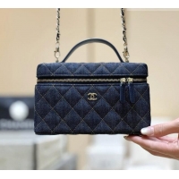 Market Sells Chanel Quilted Denim Vanity Bag with Chain AP4385 Blue 2026 Top Quality