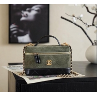 Original Cheap Chanel Vanity with Chain in Suede Calfskin & Shiny Lambskin AP5186 Green 2026
