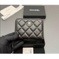 Traditional Specials Chanel Zipped Short Wallet in Lambskin Leather AP4652 Black/Silver 2026