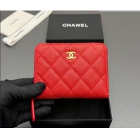 Classic Discount Chanel Zipped Short Wallet in Grained Leather AP4652 Bright Red 2026