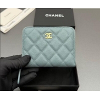 Grade Quality Chanel Zipped Short Wallet in Grained Leather AP4652 Blue 2026