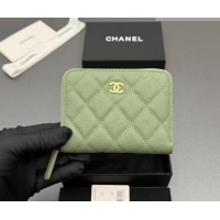 Grade Quality Chanel Zipped Short Wallet in Grained Leather AP4652 Light Green 2026