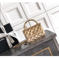 Market Sells Chanel Lambskin Leather Clutch with Chain and Pearls Handle AP4975 Gold 2026