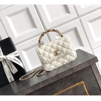 Top Quality Chanel Tweed Clutch with Chain and Pearls Handle AP4975 White 2026