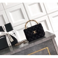 Famous Brand Chanel Tweed Clutch with Chain and Pearls Handle AP4975 Black 2026