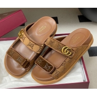 Good Quality Gucci Strass and Velvet Flat Slides Sandal with Strap Gold-Tone GG030501 2026