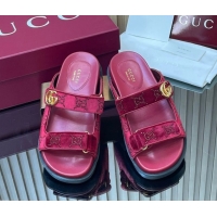 Sophisticated Gucci Strass and Velvet Flat Slides Sandal with Strap Red GG030501 2026