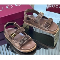Sumptuous Gucci Strass and Velvet Flat Sandals with Strap Brown GG030501 2026