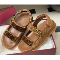 Hot Style Gucci Strass and Velvet Flat Sandals with Strap Gold-Tone GG030501 2026