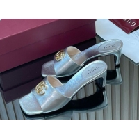 Perfect Gucci Calfskin Leather Heel Slides Sandal 5.5cm GG030503 Silver 2026