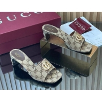 Good Looking Gucci GG Canvas Heel Slides Sandal 5.5cm GG030503 Beige 2026