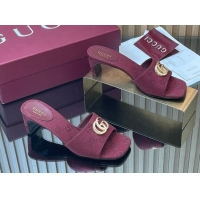 Durable Gucci GG Canvas Heel Slides Sandal 5.5cm GG030503 Burgundy 2026