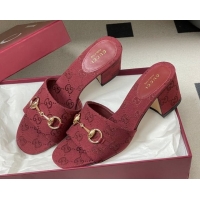 Unique Style Gucci GG Canvas Heel Slides Sandal 5.5cm with Horsebit 8548829 Red 2026
