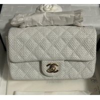 Inexpensive Chanel Classic Mini Flap Handbag in Woven Fiber A69900 White 2026