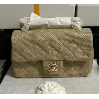 Trendy Design Chanel Classic Mini Flap Handbag in Woven Fiber A69900 Gold 2026