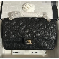 Top Quality Chanel Classic Medium Flap Handbag in Woven Fiber A01112 Black 2026