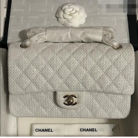 Top Grade Chanel Classic Medium Flap Handbag in Woven Fiber A01112 White 2026